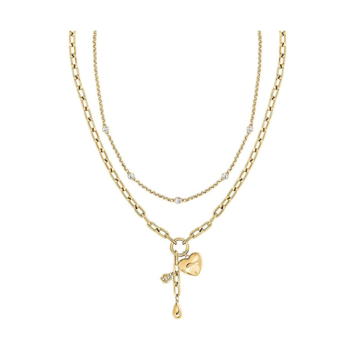 Amara Gold Tone Ion Plated Stainless Steel Crystal Necklace