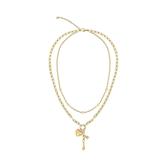 Amara Gold Tone Ion Plated Stainless Steel Crystal Necklace