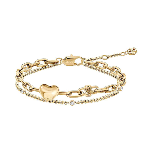 Amara Gold Tone Ion Plated Stainless Steel Crystal Bracelet