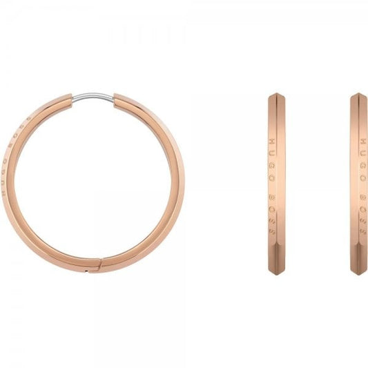 Ladies Insignia Rose Gold Tone Hoop Earrings