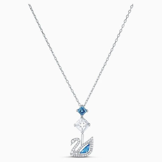 Dazzling Swan Blue & White Crystal Necklace