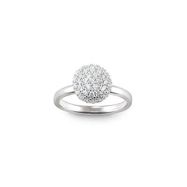 CZ Pave Ball Ring Silver SIZE 54