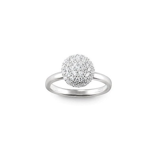 CZ Pave Ball Ring Silver SIZE 54