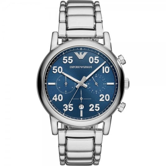 Blue Sunray Dial & Silver Stainless Steel Chronograph Men's Watch