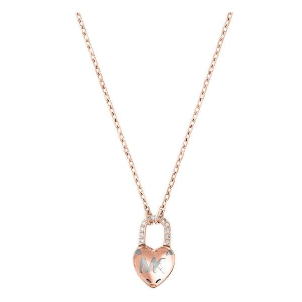 Michael Kors Rose Gold Plated Logo Necklace