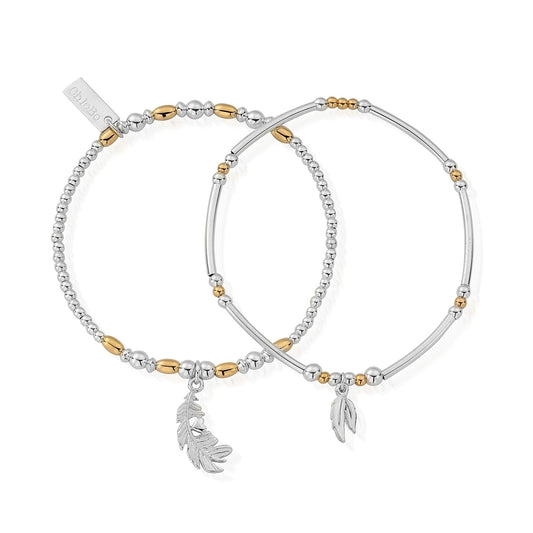 GP & Silver Strength and Courage Bracelet Set of 2
