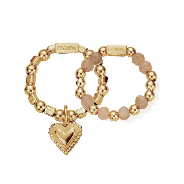 ChloBo Cherabella Graceful Heart Ring Set Gold