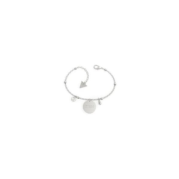 Guess Chain Peony Charm Silver Bracelet