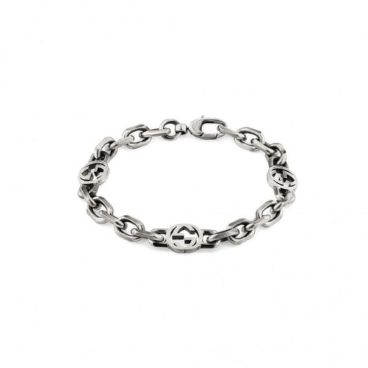 Interlocking G Bracelet Aged Silver 17cm