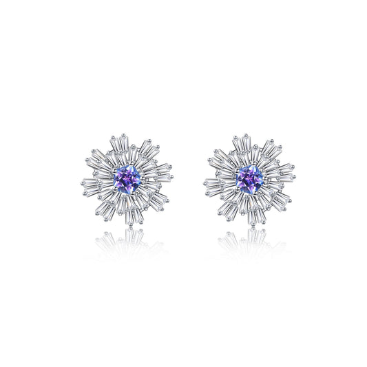 Carpe Diem Silver Flower Burst Stud Earrings