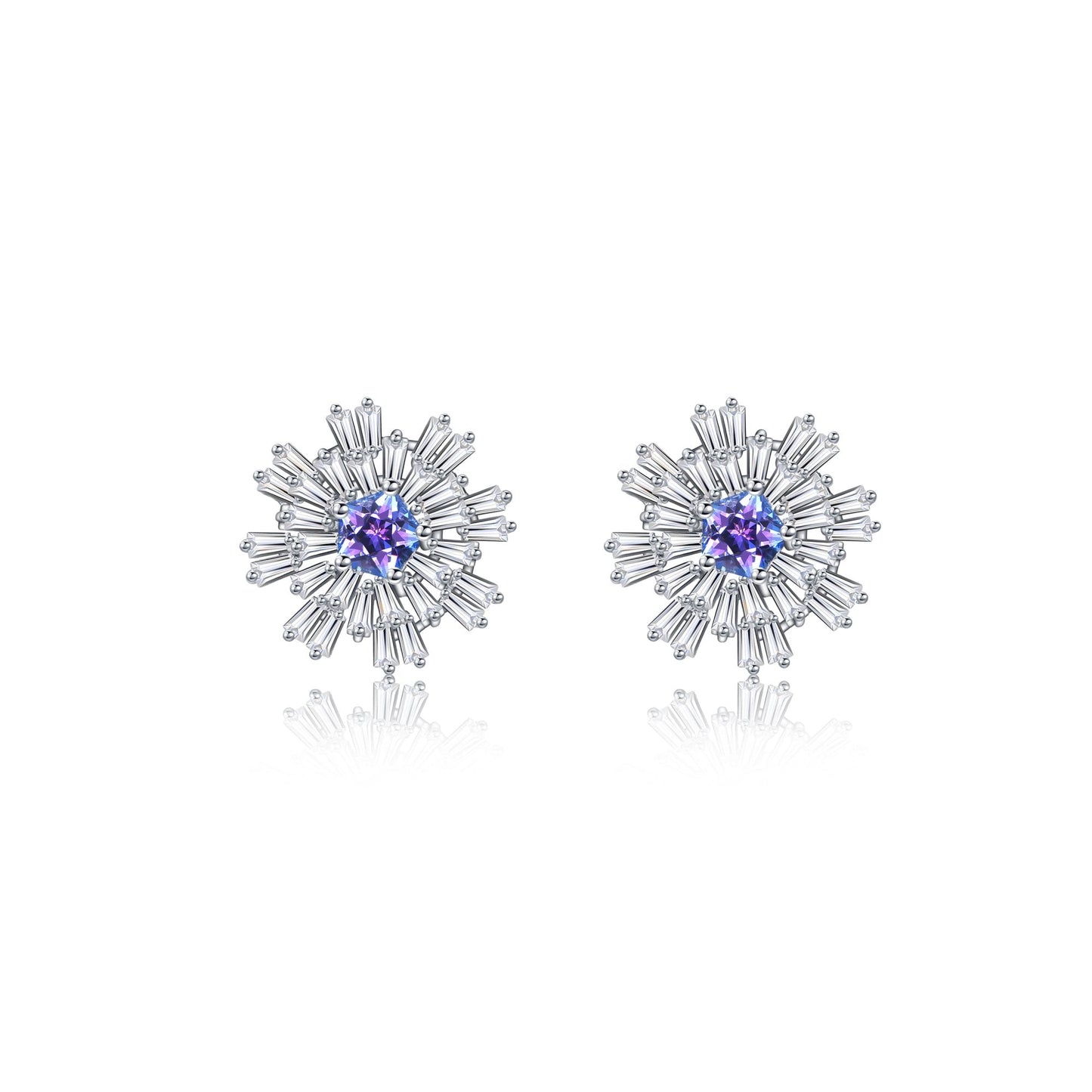 Carpe Diem Silver Flower Burst Stud Earrings