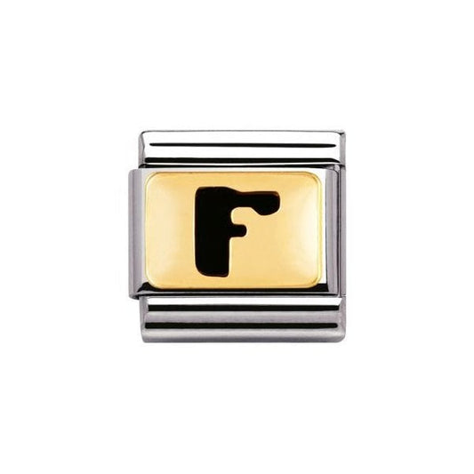 Gold Black Enamel 'F' Charm