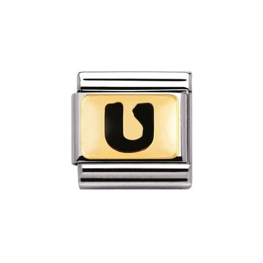 Gold Black Enamel 'U' Charm