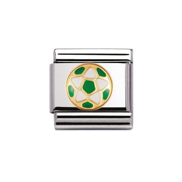 Gold White & Green Football Charm