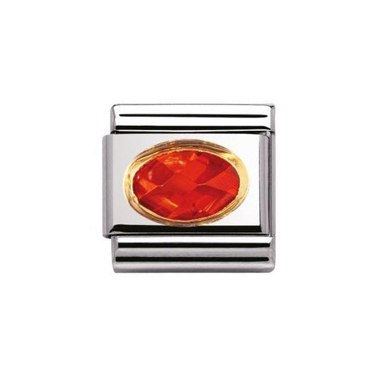Gold Orange Oval Faceted Charm