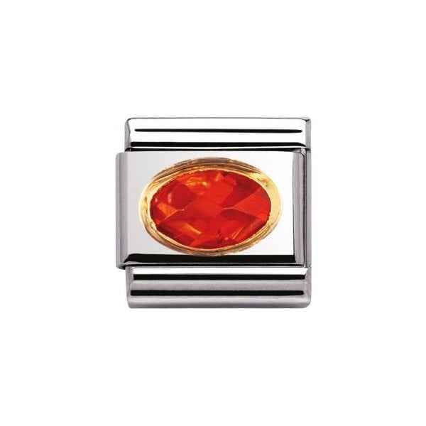 Gold Orange Oval Faceted Charm
