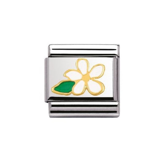 Classic Gold and White Flower Charm