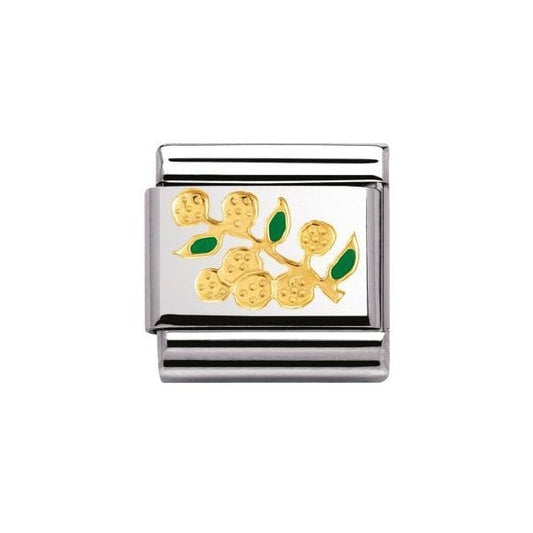 Classic Mimosa In Stainless Steel With Enamel & 18k Gold Charm