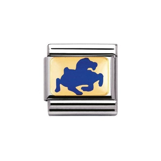 Gold Chinese Zodiac Blue Horse Charm