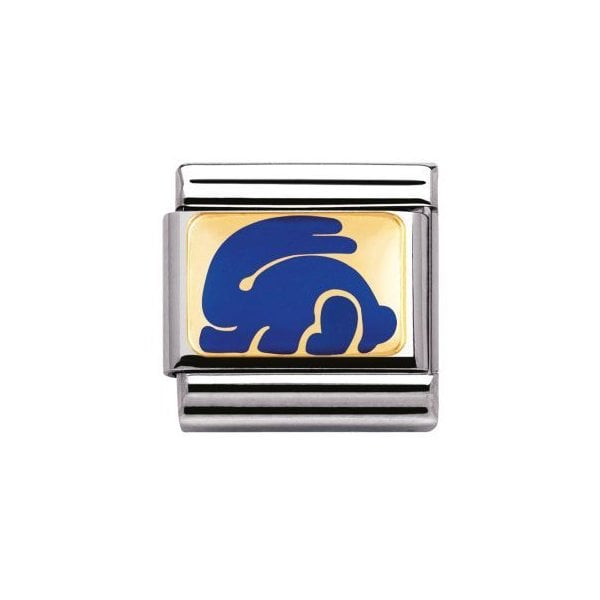 Gold Rabbit in Blue Charm