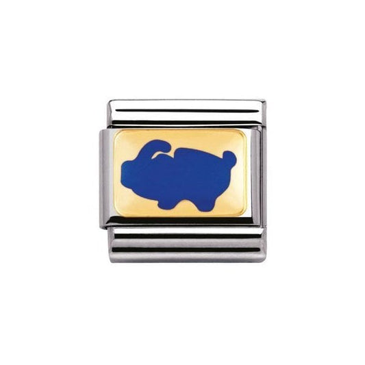 Gold Chinese Zodiac Blue Pig Charm