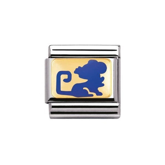 Gold Chinese Zodiac Blue Rat Charm