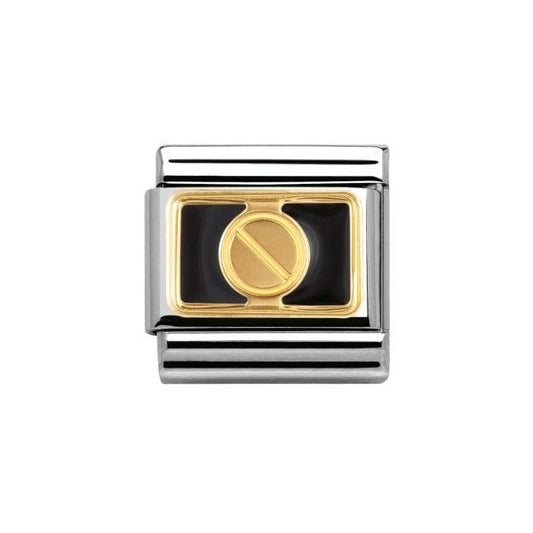 Gold and Black Enamel Screw Charm
