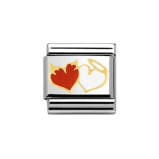 Gold Heart Angels and Devils Charm