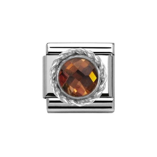 Silvershine Smokey CZ Round Faceted Charm