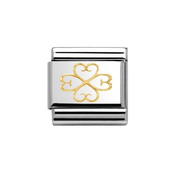 18k Gold Four Leaf Clover Hearts