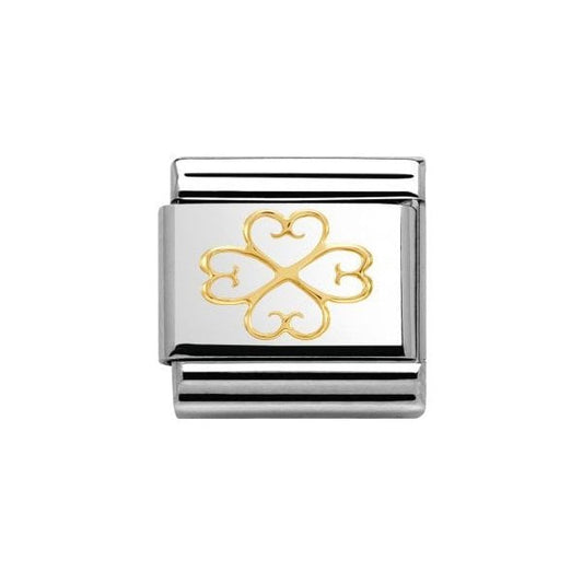 18k Gold Four Leaf Clover Hearts