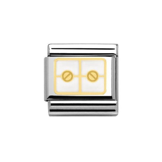 Gold and White Enamel White Screws Charm