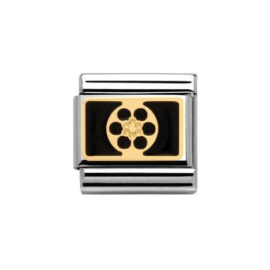 Gold and Black Lace Flower Wheel Charm