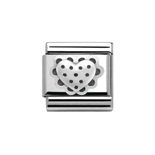 Classic Silver Oxidised Heart with Lace Charm
