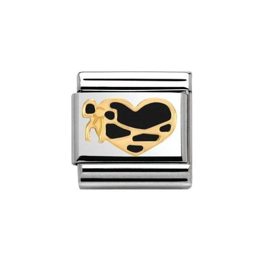 Classic Gold Enamel Bound Ribbon Heart Charm