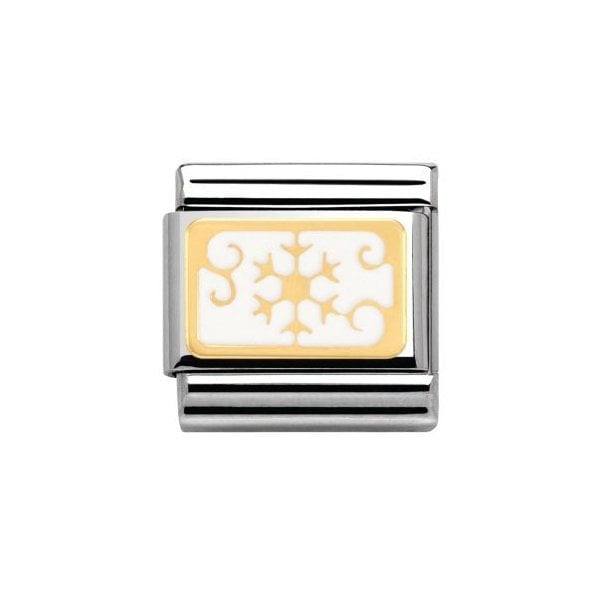 Gold Snowflake with White Background Charm
