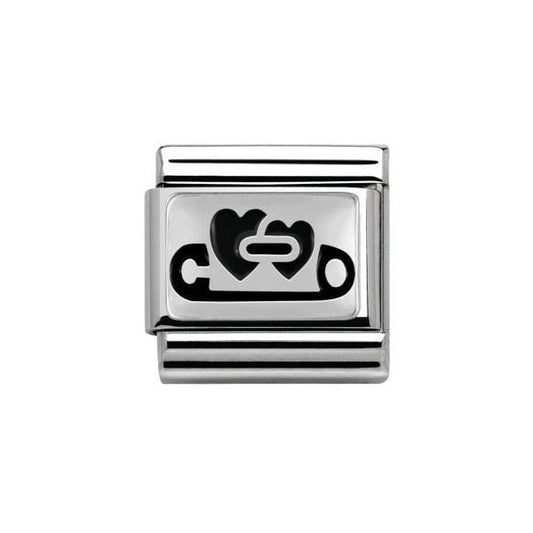 Silver Safety Pin with Hearts Charm
