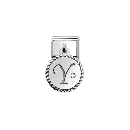 Classic Silver Hanging Letter Y with CZ Stone
