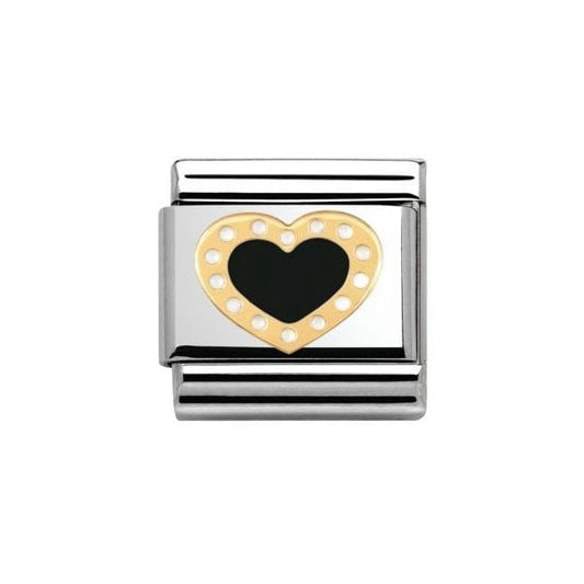Heart with Dots Black and Gold Charm