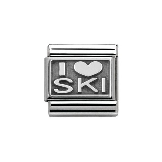 Silver I Love Ski Charm