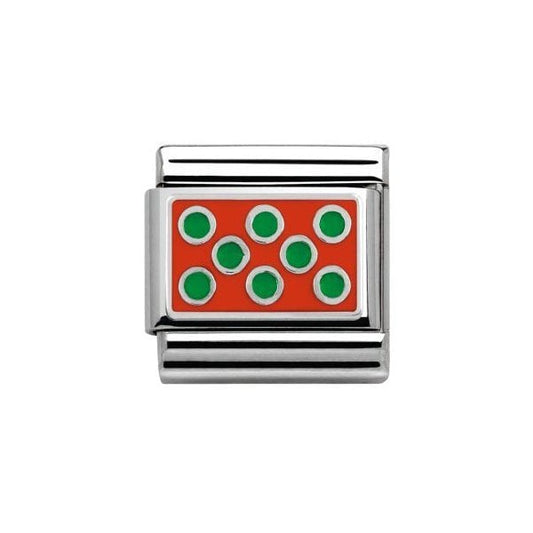 Silver and Orange with Green Polka Dots Charm