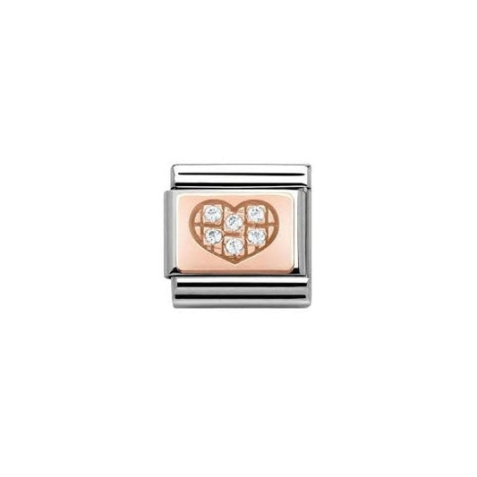 Rose Gold Heart with CZ Plate Composable Charm