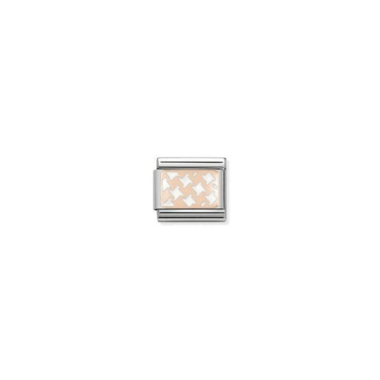Classic Rose Gold White Houndstooth Charm