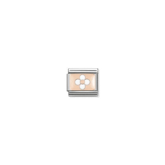 Rose Gold White Enamel Flower Charm