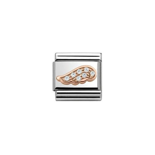 Classic 9ct Rose Rose Gold CZ Angel Wing Charm