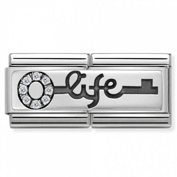 Classic Silver Double Link Life Key Charm