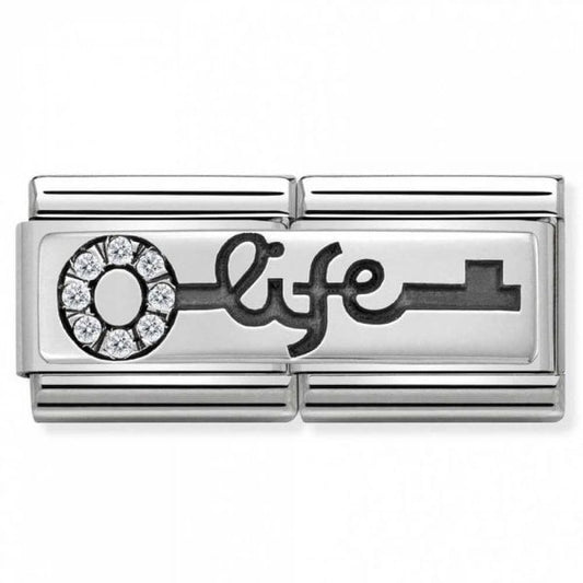 Classic Silver Double Link Life Key Charm