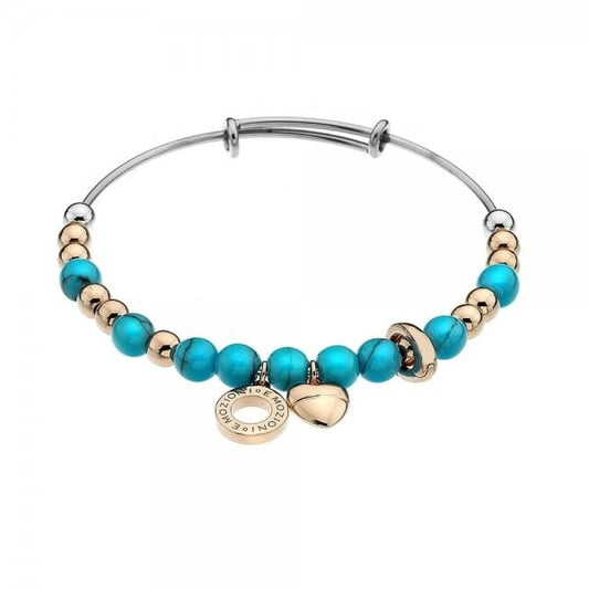 HOT DIAMONDS Emozioni Rose Gold Plate Faux Turquoise Bangle