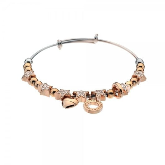 EMOZIONI BY HOT DIAMONDS Emozioni Rose Gold Plate Champagne Star Bangle