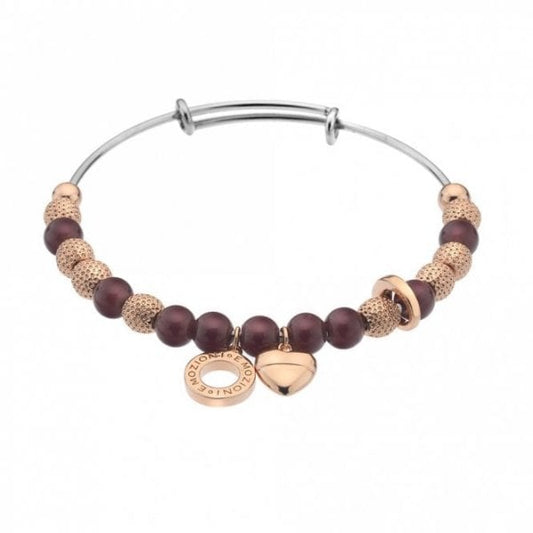 EMOZIONI Hot Diamonds Rose Gold Plate Ula Bangle - Plum